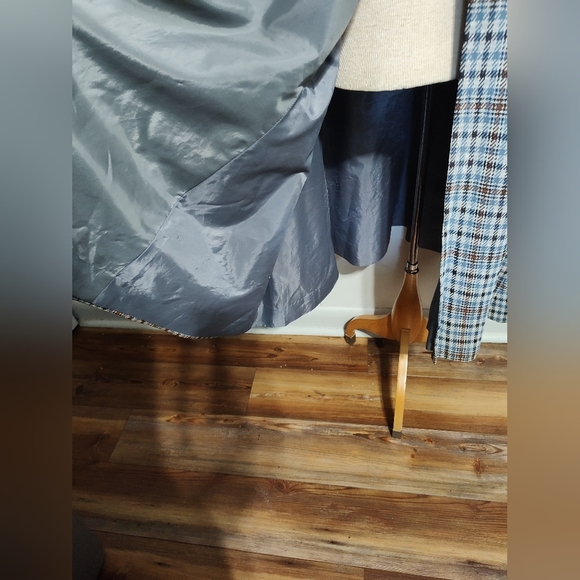 Vintage Handmade Houndstooth Cape With Collar Blue Brown White Sm-XL - Picture 4 of 7